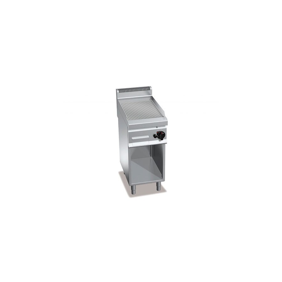 Plaque de cuisson gaz rainurée 395 x 500 mm sur pieds