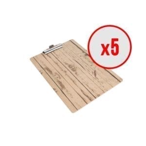 5 x Plaques porte-menu effet bois - A4