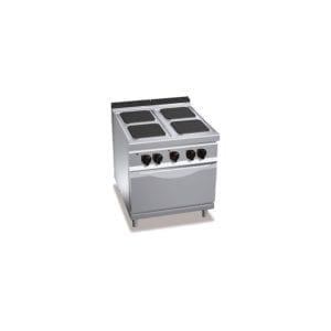 Cuisinière électrique 4 plaques carrées (14kW) sur four électrique puissant (7.5kW)