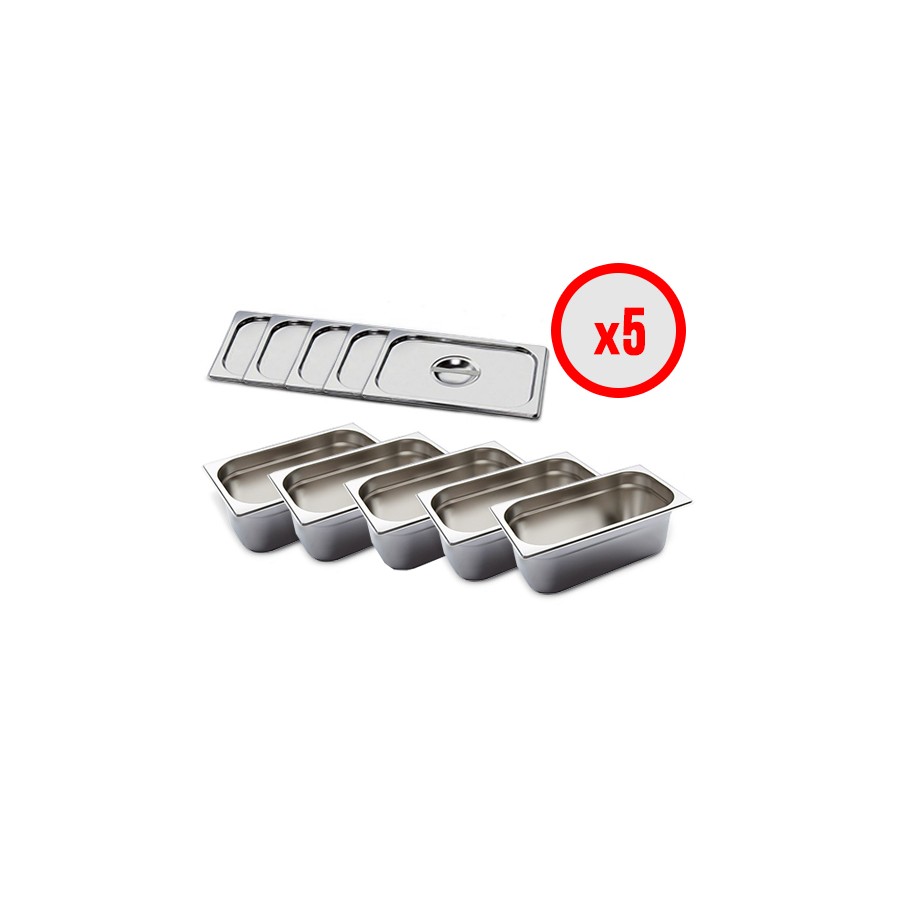 Pack X5 Bac Gastro GN 1/3 + Couvercle (prof. 150mm)