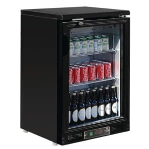 Arrière bar noir / 1 porte pivotante vitrée