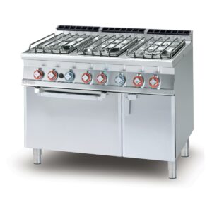 Fourneau gaz 6 feux sur four gaz statique GN2/1 - PROFONDEUR 700- LOTUS