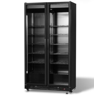 ARMOIRE A BOISSONS 2 PORTES BATTANTES FULL BLACK LED